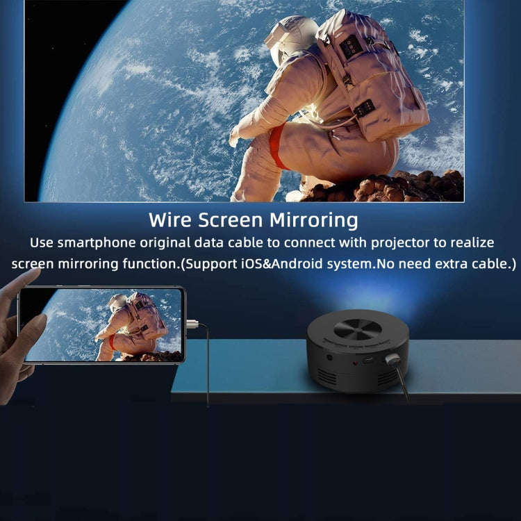 T200 1500LM 1920x1080P LED Mini Projector, US Plug(Black)