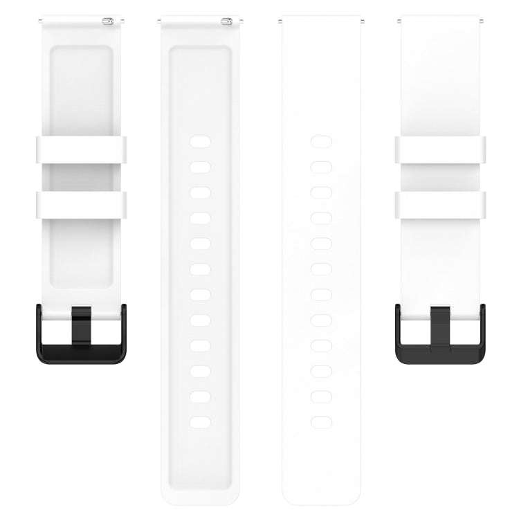 For Amazfit Bip 3 20mm Step Silicone Strap Stainless Steel Black Buckle(White)