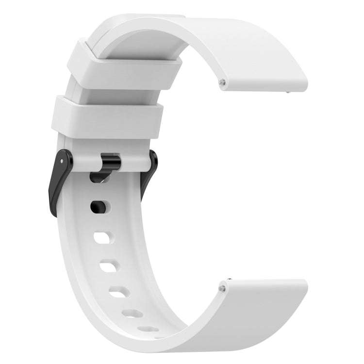 For Amazfit Bip 3 20mm Step Silicone Strap Stainless Steel Black Buckle(White)