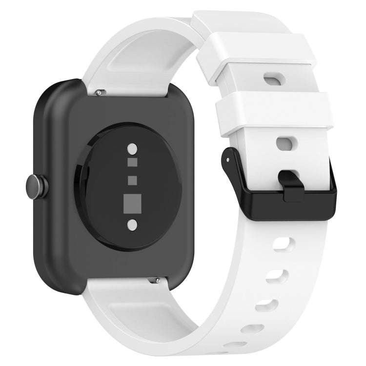 For Amazfit Bip 3 20mm Step Silicone Strap Stainless Steel Black Buckle(White)