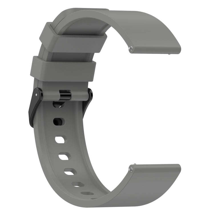 For Amazfit Bip 3 20mm Step Silicone Strap Stainless Steel Black Buckle(Grey)