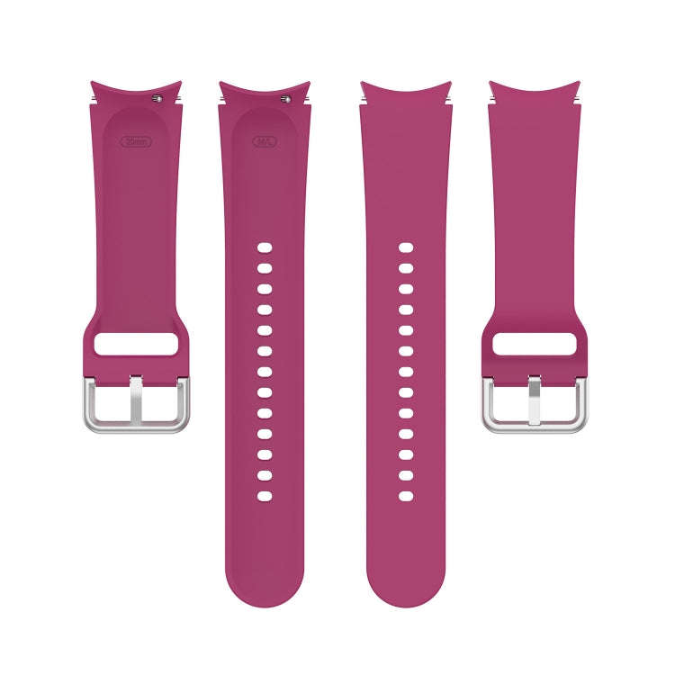 For Samsung Galaxy Watch 5 44mm Official Silicone Silver Round Buckle Watch Band(Wine Red)