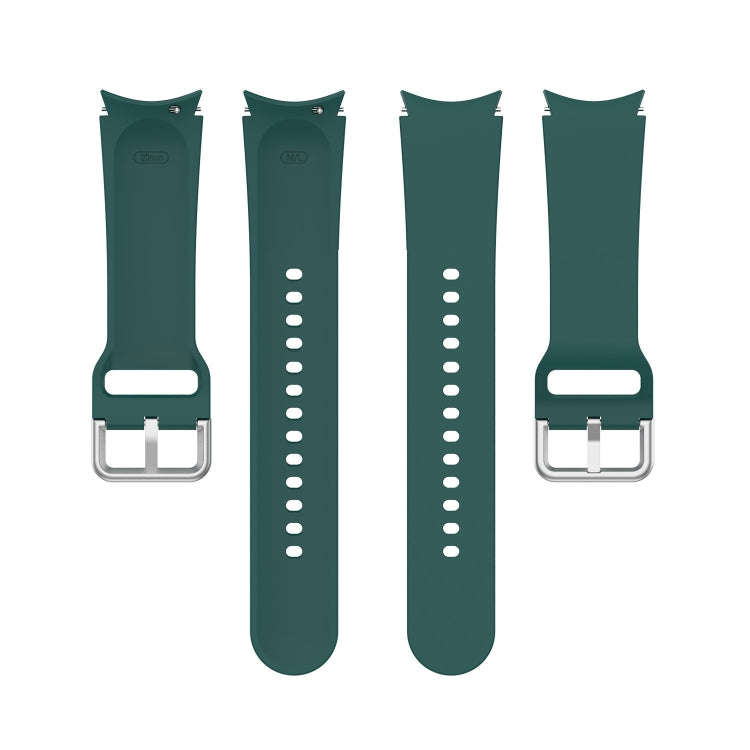 For Samsung Galaxy Watch 5 44mm Official Silicone Silver Round Buckle Watch Band(Dark Green)