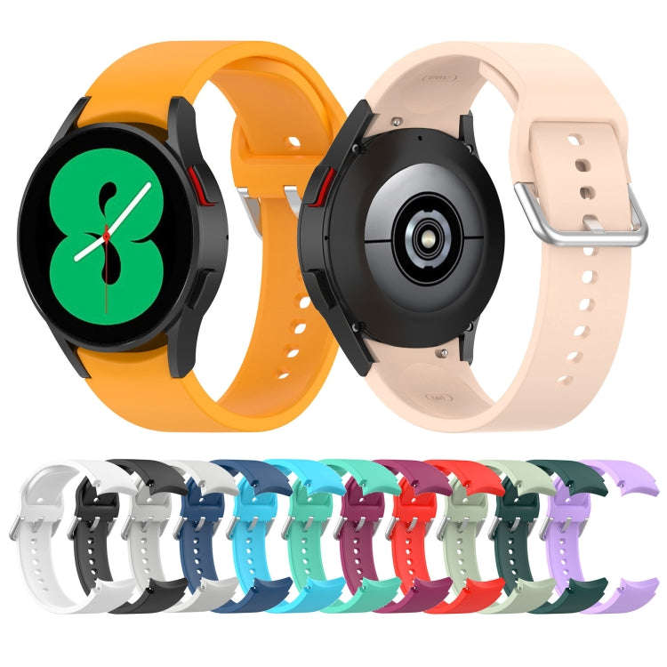 For Samsung Galaxy Watch 5 44mm Official Silicone Silver Round Buckle Watch Band(Dark Green)