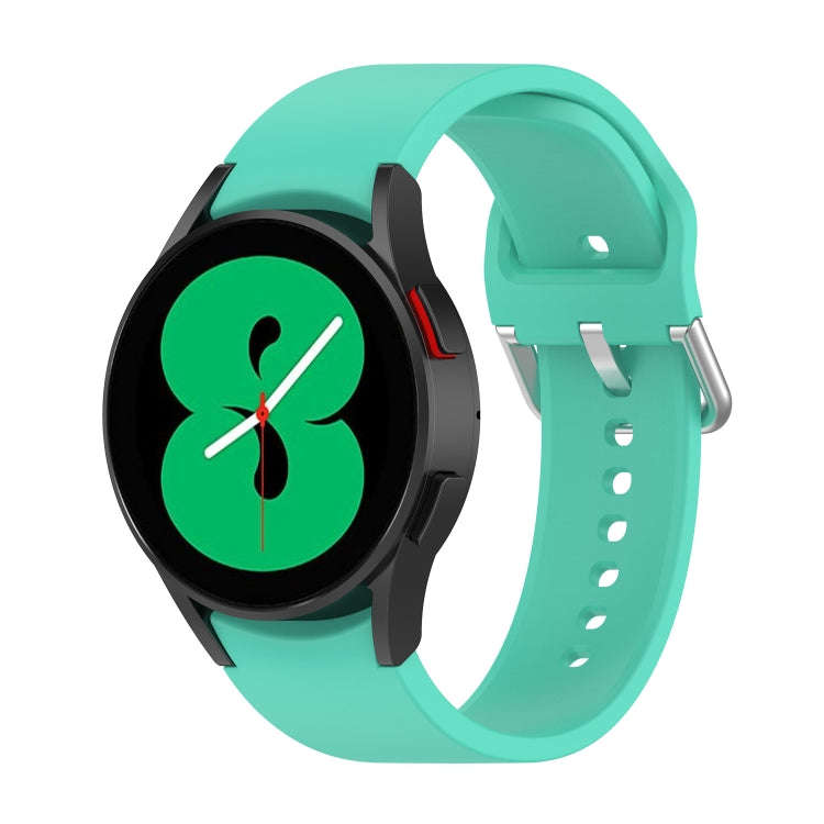 For Samsung Galaxy Watch 5 Pro 45mm Official Silicone Silver Round Buckle Watch Band(Teal)