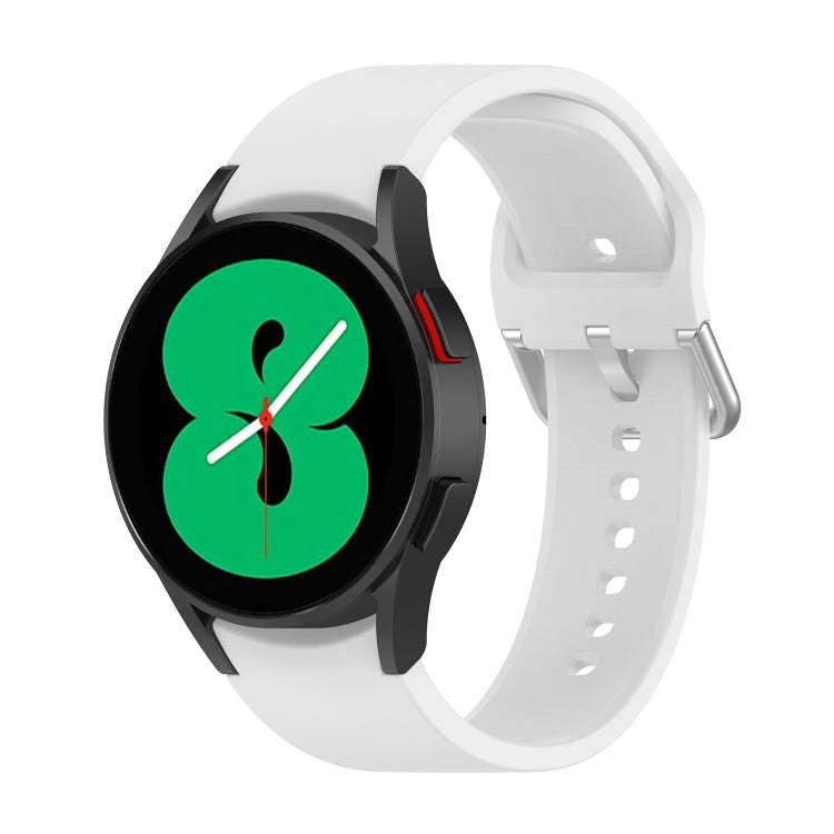 For Samsung Galaxy Watch 5 Pro 45mm Official Silicone Silver Round Buckle Watch Band(White)