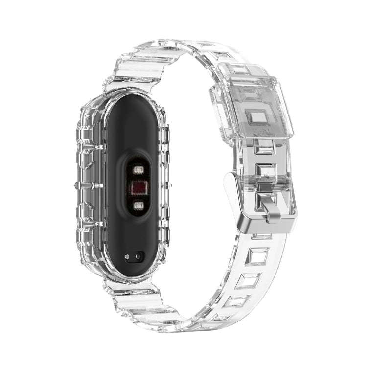 For Xiaomi Mi Band 5/6/7 Universal TPU Integrated Watch Band(Transparent White)