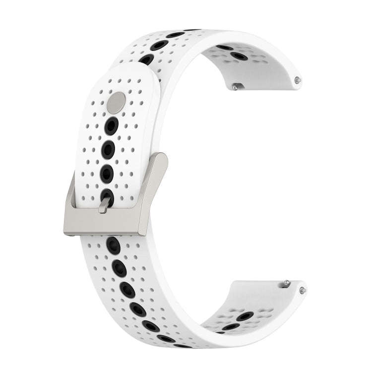 For Samsung Galaxy Watch 5 40mm 20mm Colorful Hole Silicone Watch Band(White Black)