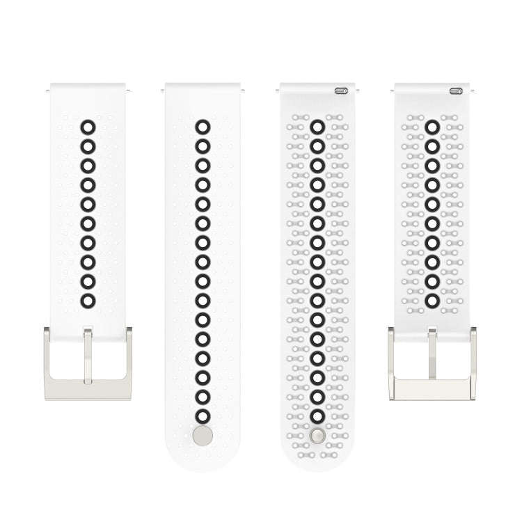 For Samsung Galaxy Watch 5 40mm 20mm Colorful Hole Silicone Watch Band(White Black)
