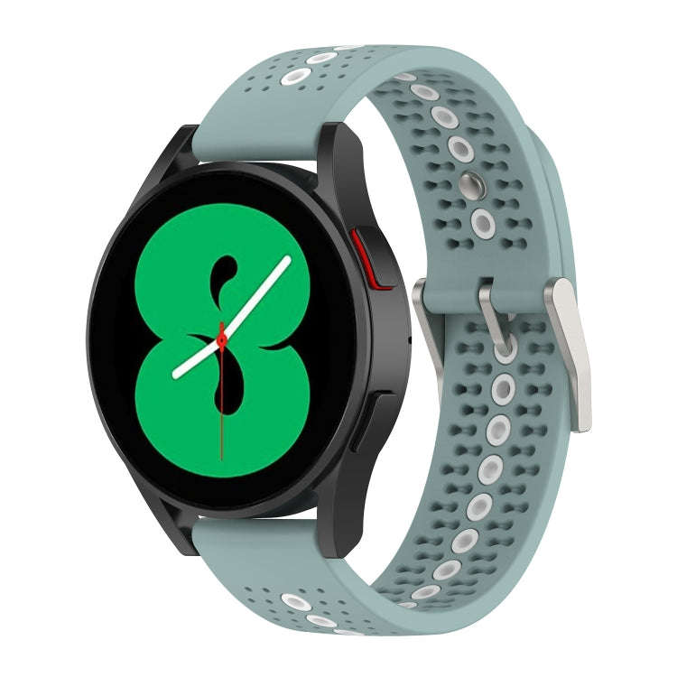 For Samsung Galaxy Watch 5 40mm 20mm Colorful Hole Silicone Watch Band(Rock Blue+White)