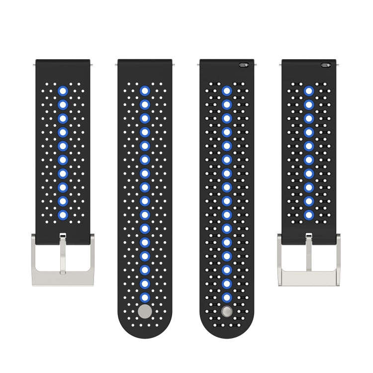For Samsung Galaxy Watch 5 40mm 20mm Colorful Hole Silicone Watch Band(Black Blue)