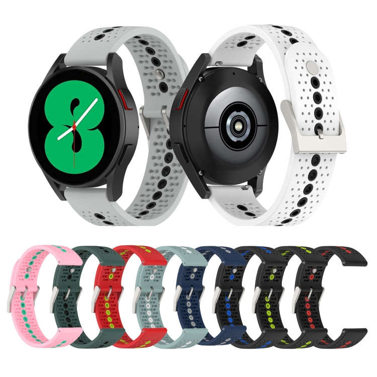 For Samsung Galaxy Watch 5 40mm 20mm Colorful Hole Silicone Watch Band(Rock Blue+White)