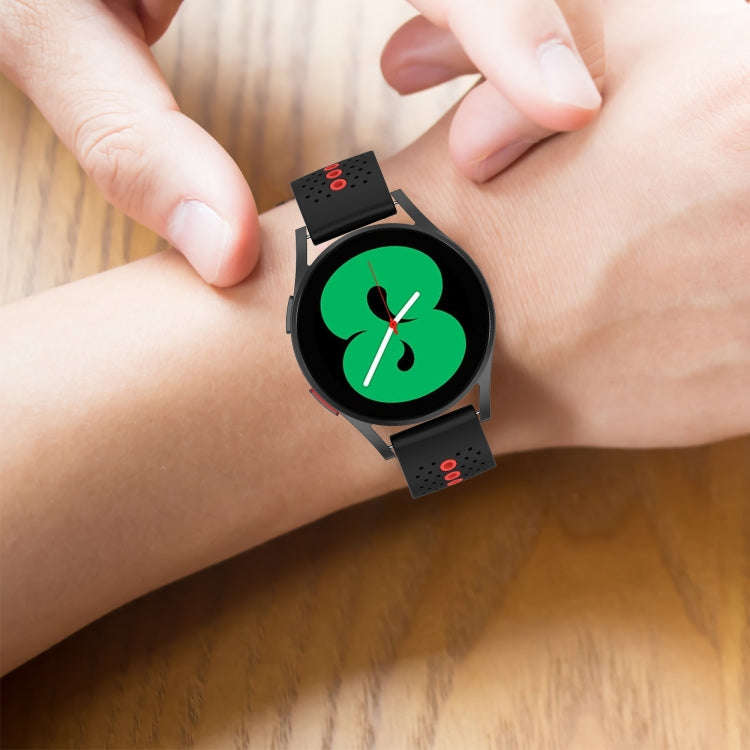 For Samsung Galaxy Watch 5 40mm 20mm Colorful Hole Silicone Watch Band(White Black)