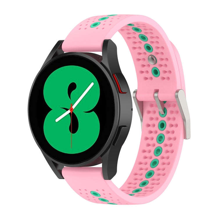 For Samsung Galaxy Watch 5 Pro 45mm 20mm Colorful Hole Silicone Watch Band(Pink)