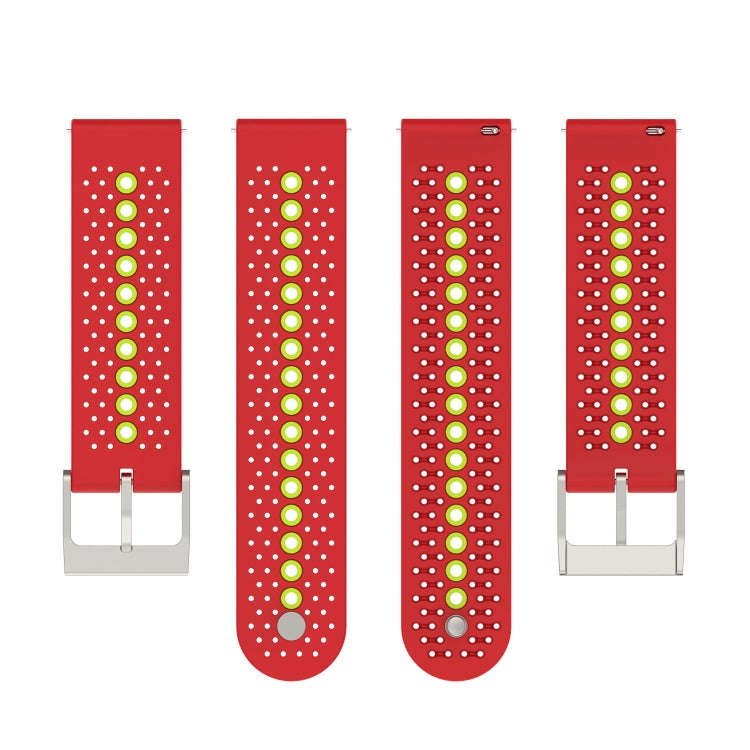 For Samsung Galaxy Watch 5 Pro 45mm 20mm Colorful Hole Silicone Watch Band(Red Green)