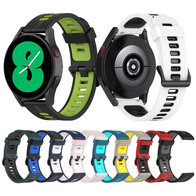 For Samsung Galaxy Watch 5 40mm 20mm Two-color Stripe Silicone Watch Band(Midnight Blue+White)