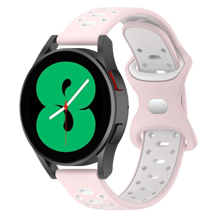 For Samsung Galaxy Watch 5 40mm 20mm Two-color Diamond Silicone Watch Band(Sand Powder+White)