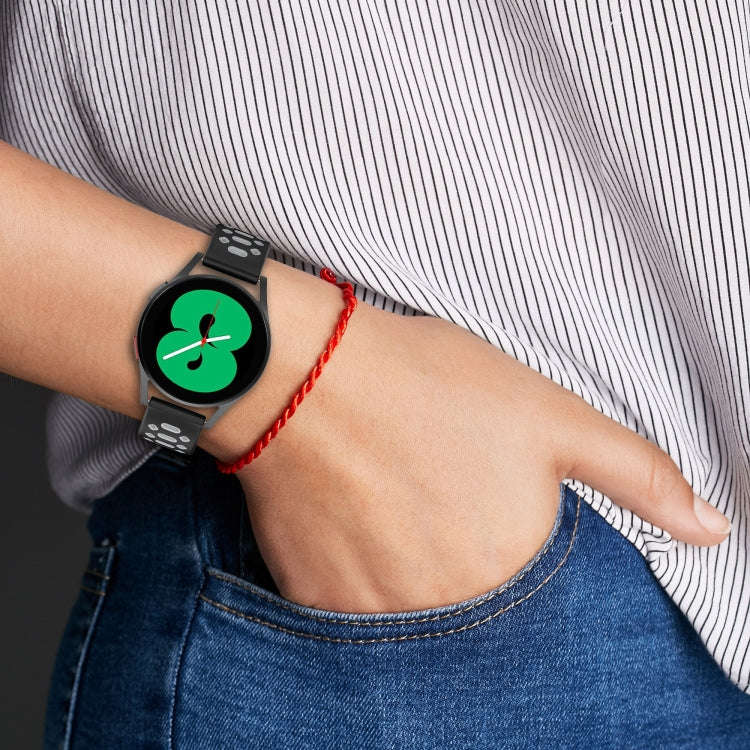 For Samsung Galaxy Watch 5 40mm 20mm Two-color Diamond Silicone Watch Band(Midnight Blue+White)