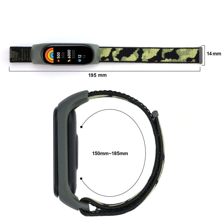 For Xiaomi Mi Band 5/6/7 Nylon Loop Integrated Camo Woven Strap(Red Camouflage)