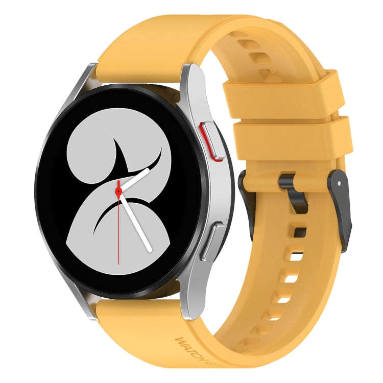 For Samsung Galaxy Watch 5 Pro 45mm 20mm Black Buckle Step Silicone Watch Band(Yellow)