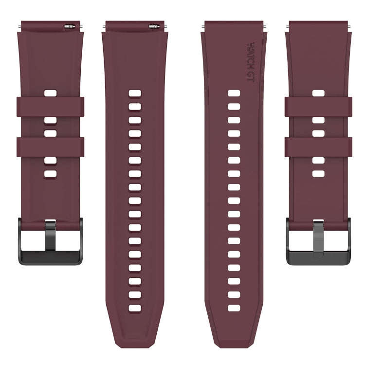 For Samsung Galaxy Watch 5 Pro 45mm 20mm Black Buckle Step Silicone Watch Band(Wine Red)