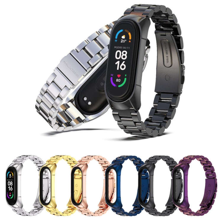 For Xiaomi Mi Band 6 / 6 NFC MIJOBS TF2 Tri-Bead Stainless Steel Watch Band(Blue)