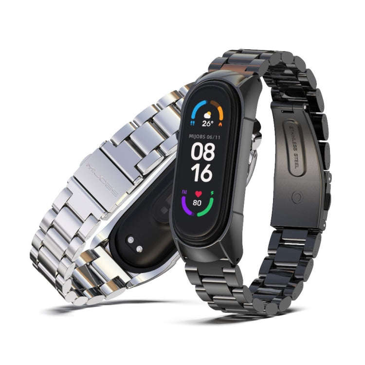 For Xiaomi Mi Band 6 / 6 NFC MIJOBS TF2 Tri-Bead Stainless Steel Watch Band(Blue)