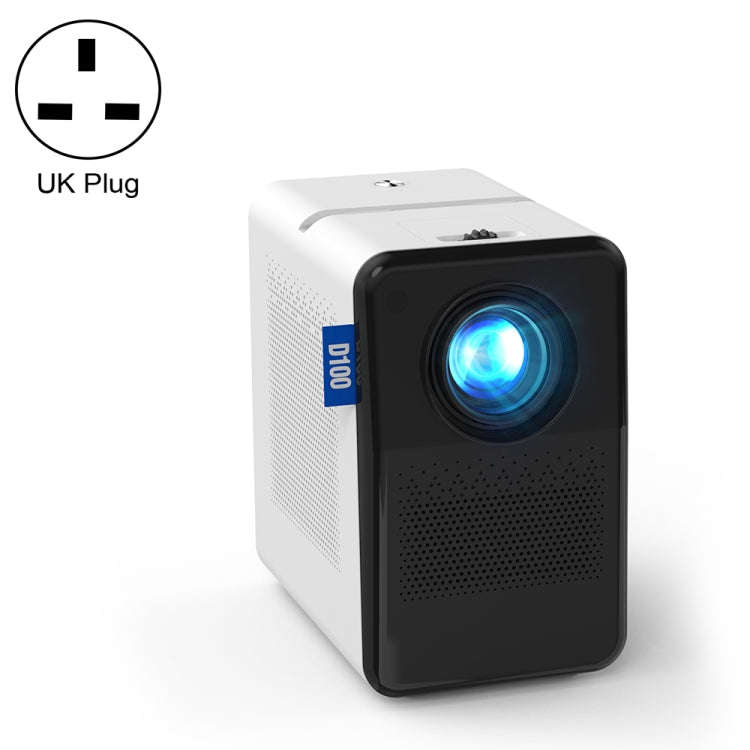 D100 180 ANSI Lumens Mini LED+LCD Smartphone Wireless Screen Mirroring Projector, Plug Type:UK Pl...