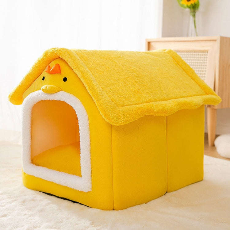 House Type Universal Removable and Washable Pet Dog Cat Bed Pet Supplies, Size:L(Yellow Chick)