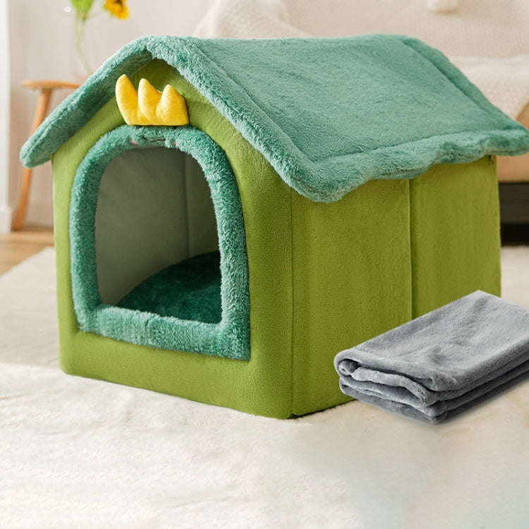 House Type Universal Removable and Washable Pet Dog Cat Bed Pet Supplies, Size:L(Green Dinosaur +...