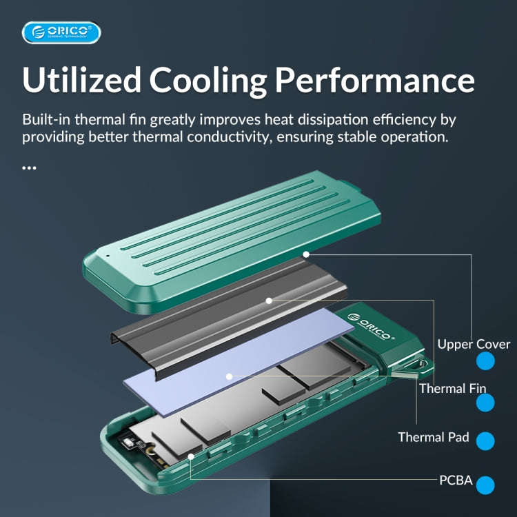 ORICO MM2C3-GR USB3.1 Gen1 Type-C 6Gbps M.2 SATA SSD Enclosure(Green)