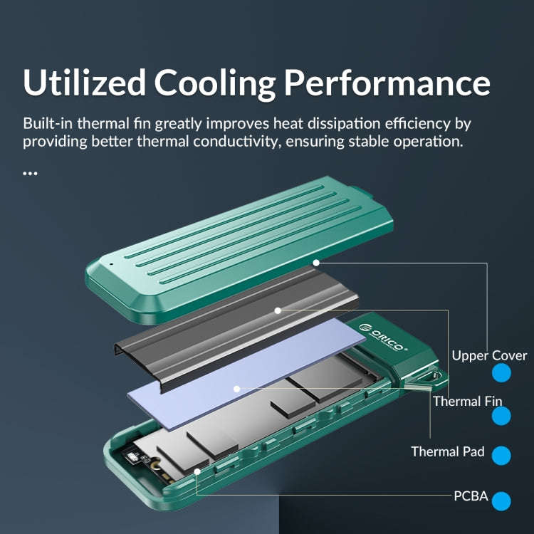 ORICO MM2C3-G2-GR USB3.1 Gen2 Type-C 10Gbps M.2 NVMe SSD Enclosure(Green)