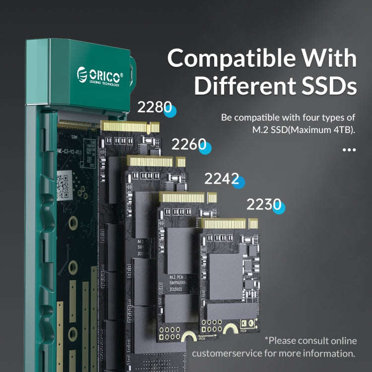 ORICO MM2C3-G2-GR USB3.1 Gen2 Type-C 10Gbps M.2 NVMe SSD Enclosure(Green)