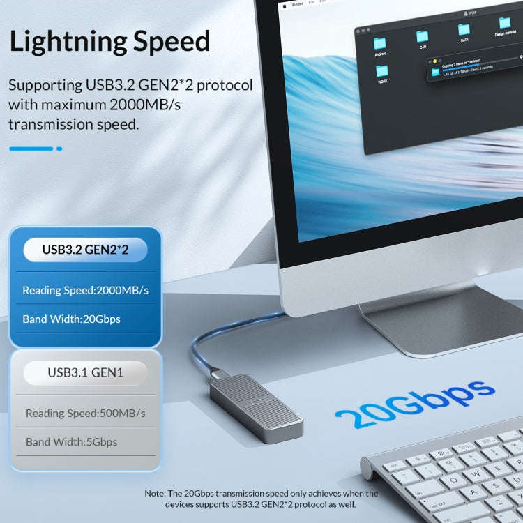 ORICO M221C3-GY M.2 NGFF 6Gbps SSD Enclosure(Grey)