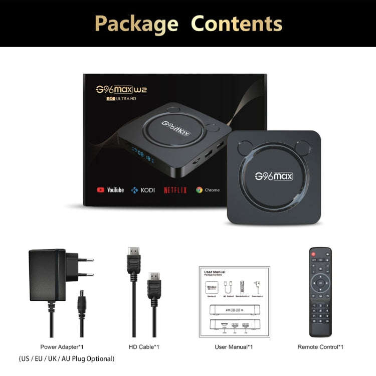 G96max Smart 4K HD Android 11.0 TV Box, Amlogic S905W2 Quad Core ARM Cortex A35, Support Dual Ban...