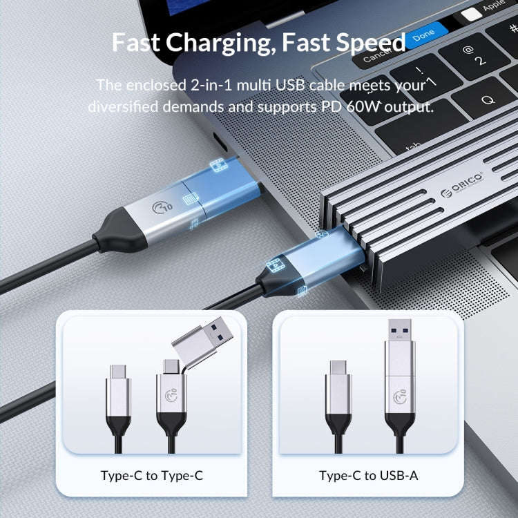 ORICO FV35C3-G2-SV 10Gbps USB3.2 Gen2 Type-C M.2 NVMe/NGFF(SATA) Dual Protocol SSD Enclosure(Silver)
