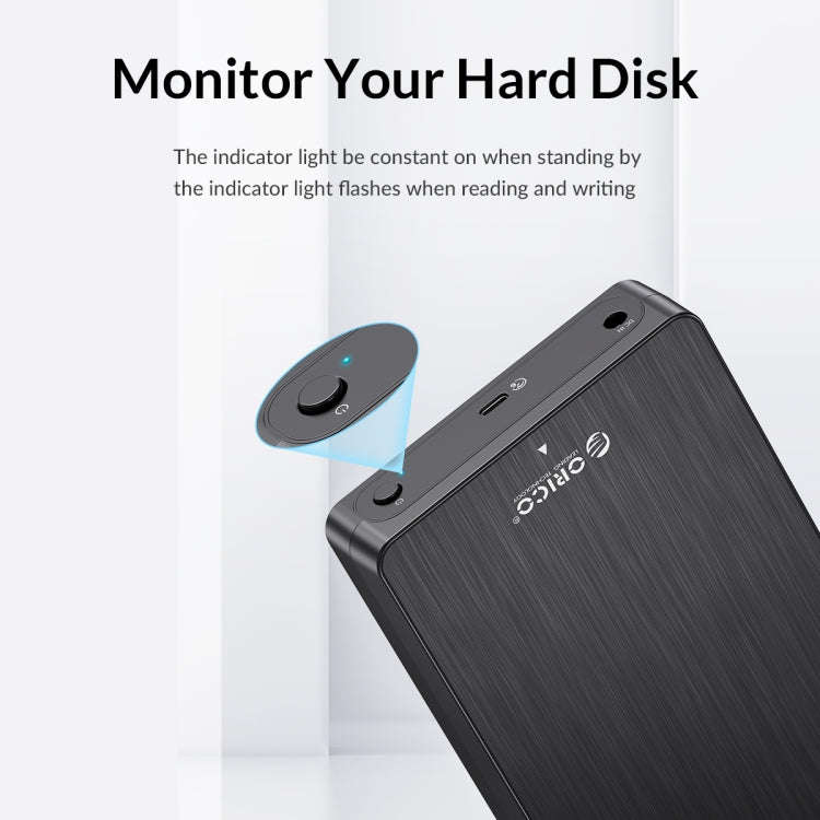 ORICO HM25U3 2.5 inch USB3.0 Micro-B Hard Drive Enclosure, Plug:EU Plug(Black)