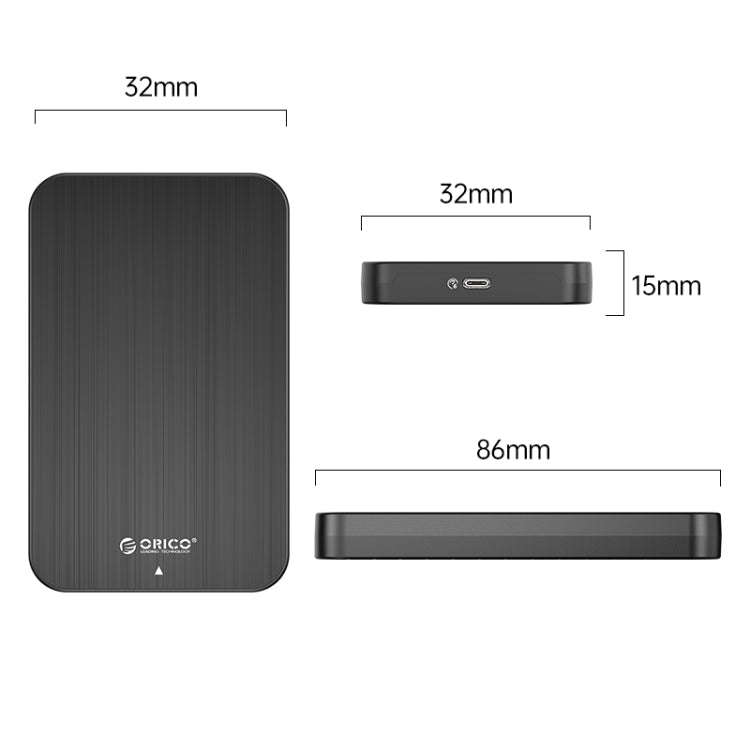 ORICO HM25C3 2.5 inch USB3.1 Gen1 Type-C Hard Drive Enclosure, Plug:AU Plug(Black)