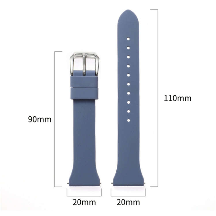 20mm Universal T-buckle Silicone Watch Band(Lake Blue)