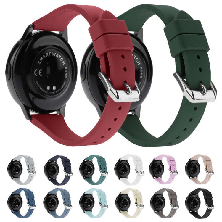 22mm Universal T-buckle Silicone Watch Band(Pine Needle Green)