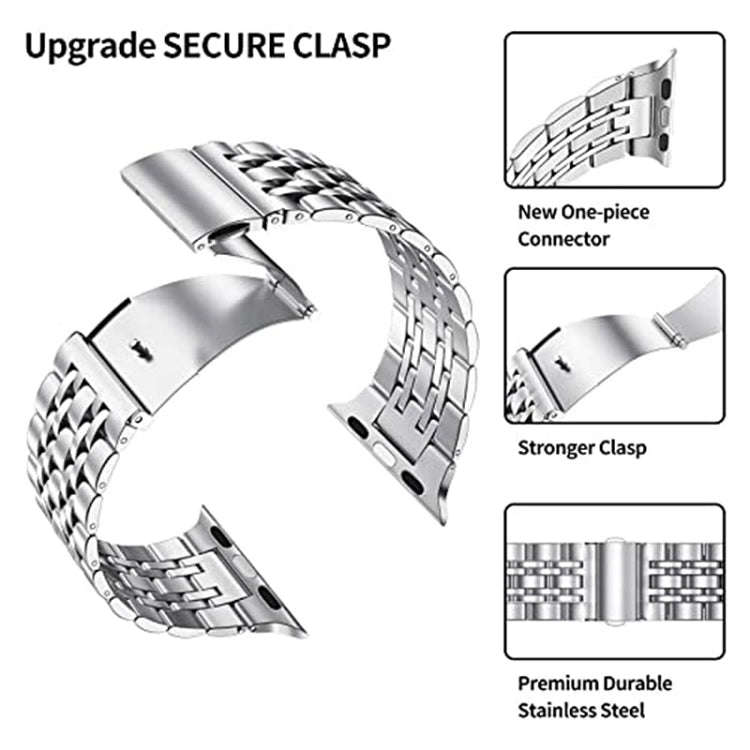 Seven-bead Ultra-thin Stainless Steel Watch Band For Apple Watch Series 9&8&7 41mm / SE 3&SE 2&6&...