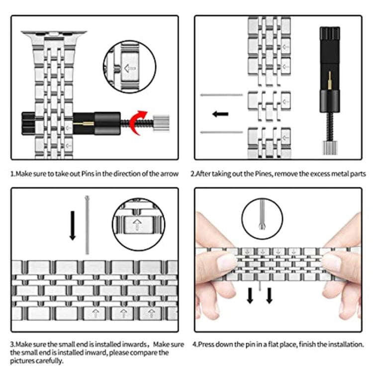 Seven-bead Ultra-thin Stainless Steel Watch Band For Apple Watch Series 9&8&7 41mm / SE 3&SE 2&6&...