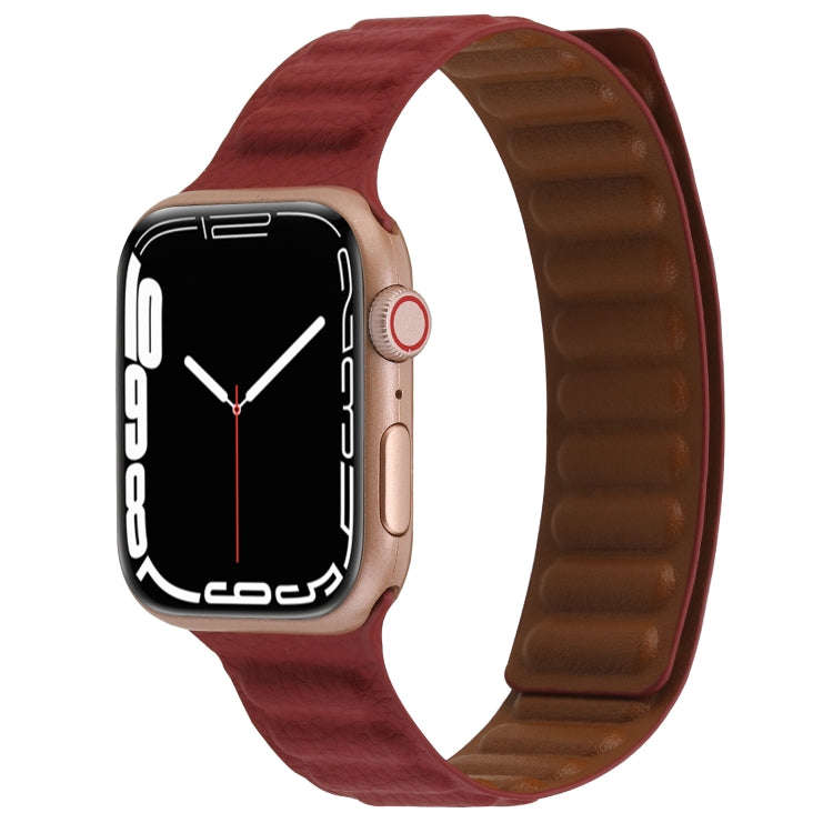 Magnetic Two-color Loop Slim Leather Watch Band For Apple Watch Series 9&8&7 41mm / SE 3&SE 2&6&S...