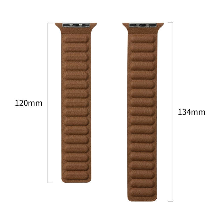 Magnetic Two-color Loop Slim Leather Watch Band For Apple Watch Series 9&8&7 41mm / SE 3&SE 2&6&S...