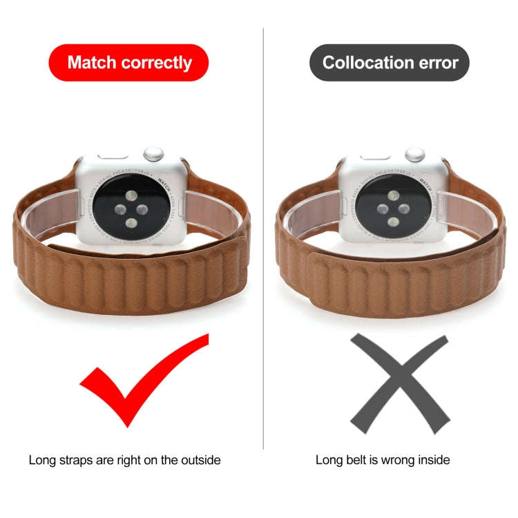 Magnetic Two-color Loop Slim Leather Watch Band For Apple Watch Series 9&8&7 41mm / SE 3&SE 2&6&S...