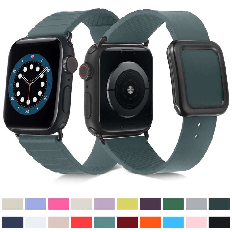 Black Square Buckle Silicone Watch Band For Apple Watch Ultra 49mm&Watch Ultra 2 49mm / Series 9&...