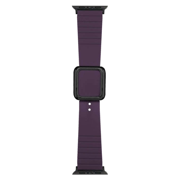 Black Square Buckle Silicone Watch Band For Apple Watch Series 9&8&7 41mm / SE 3&SE 2&6&SE&5&4 40...