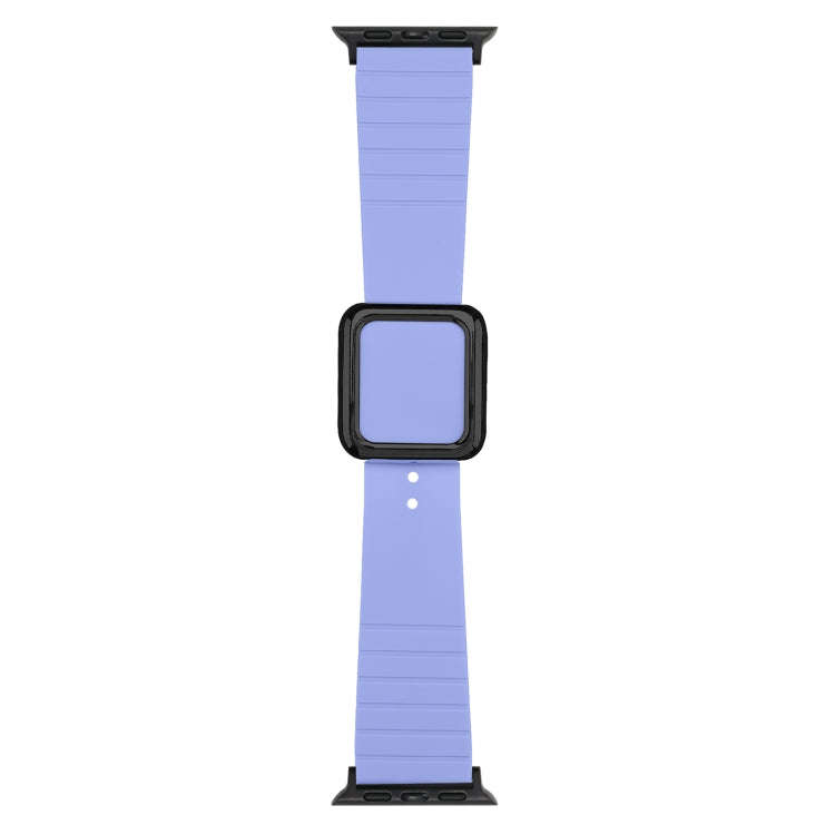 Black Square Buckle Silicone Watch Band For Apple Watch Series 9&8&7 41mm / SE 3&SE 2&6&SE&5&4 40...
