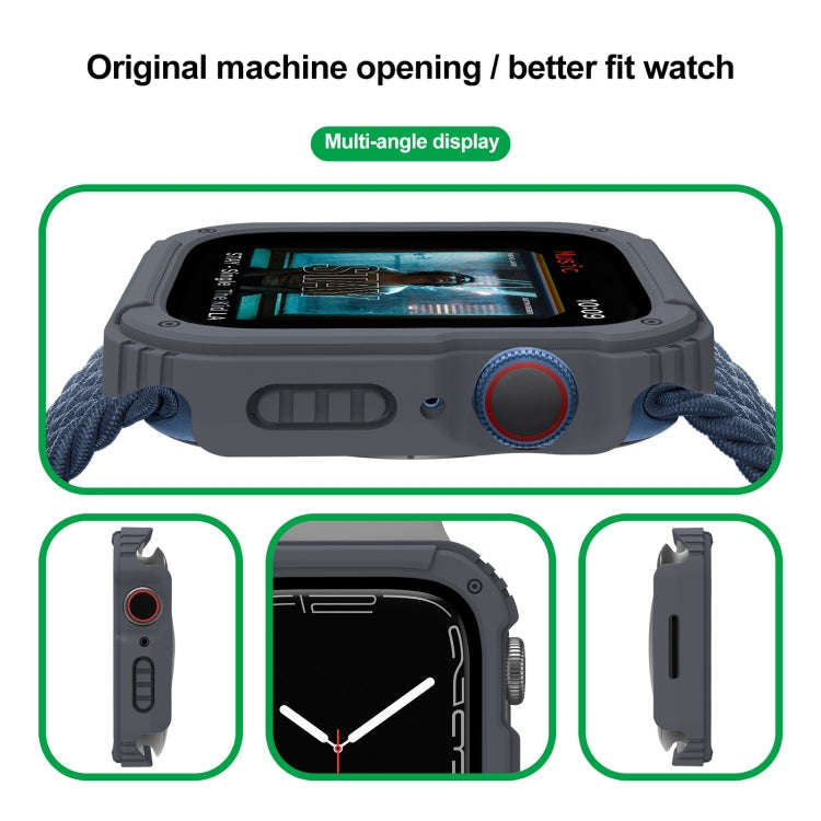 2 in 1 Screen Tempered Glass Film Protective Case For Apple Watch Series 9 / 8 / 7 45mm(Dark Grey)