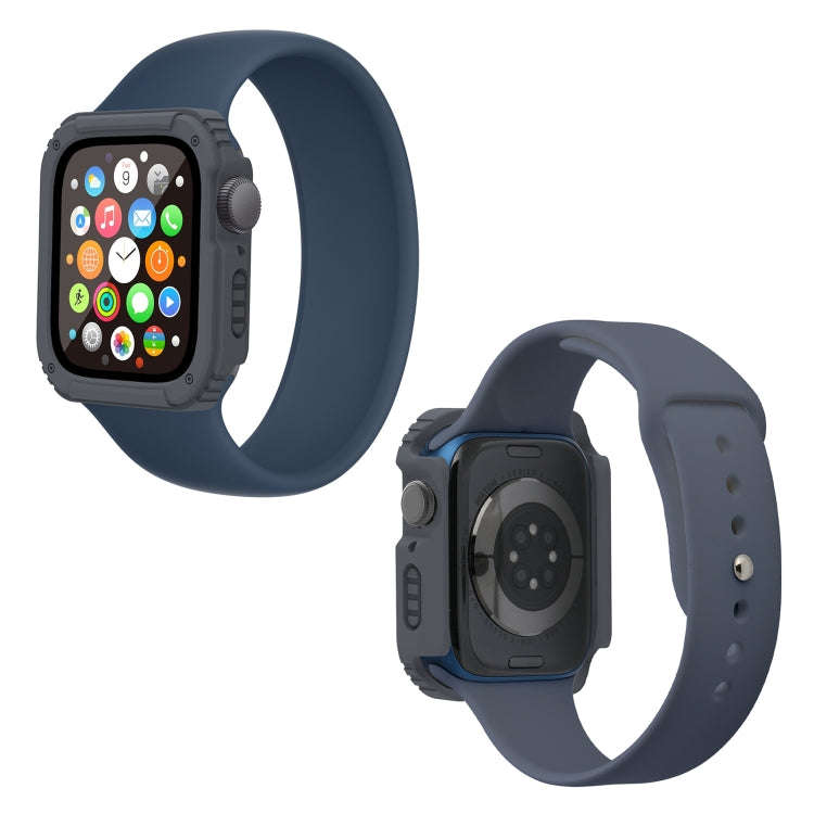 2 in 1 Screen Tempered Glass Film Protective Case For Apple Watch Series 9 / 8 / 7 45mm(Dark Grey)
